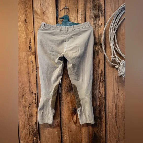 The Tailored Sportsman Beige Riding Breeches with Brown Knee Patches - Picture 6 of 6